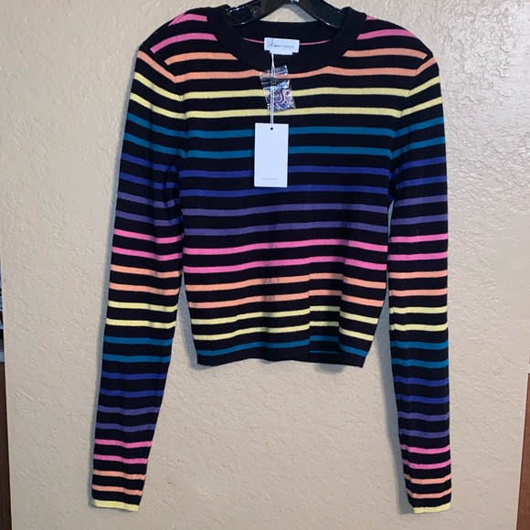 New lovers + friends rainbow stripe cropped Unity sweater - Picture 3 of 8